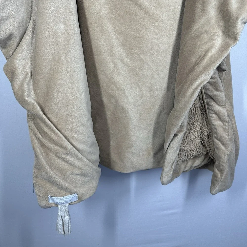 Restoration Hardware Throw Blanket Plush Beige Reversible Faux Fur 45x65